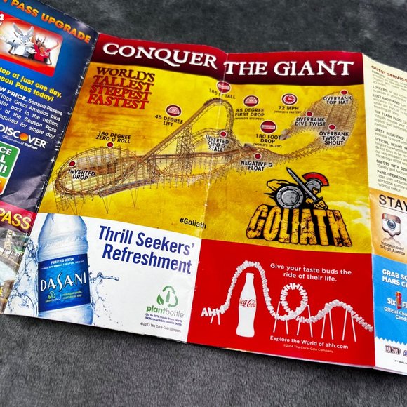 Six Flags Great America 2014 Park Map Guide Goliath Opening Year Hurricane Harbo - Picture 4 of 8